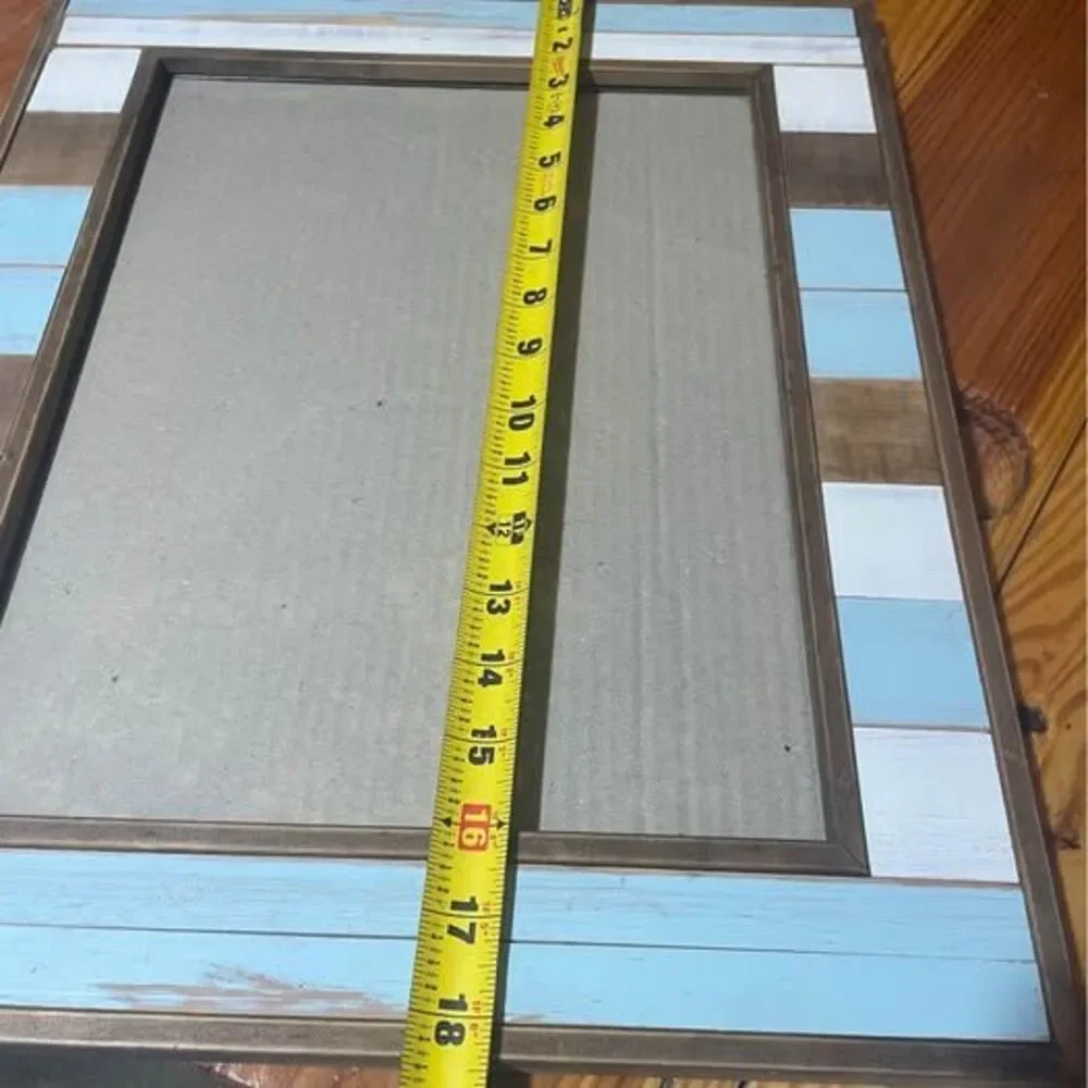 Rustic Wood Picture Frame Blue White Gray Brown Distressed Coastal Decor 18x15